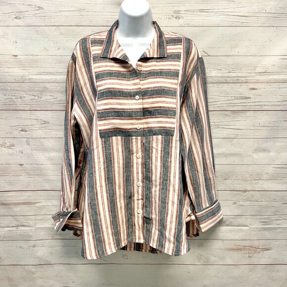 Frame Linen Striped Oversized Shirt - Picture 1 of 10